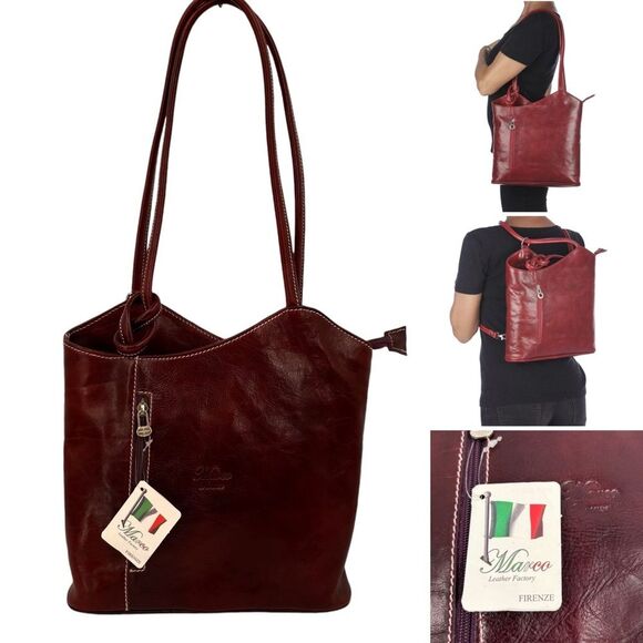Marco Firenze Italian Leather Convertible Backpack Tote Bag Made In Ital… - Picture 1 of 11